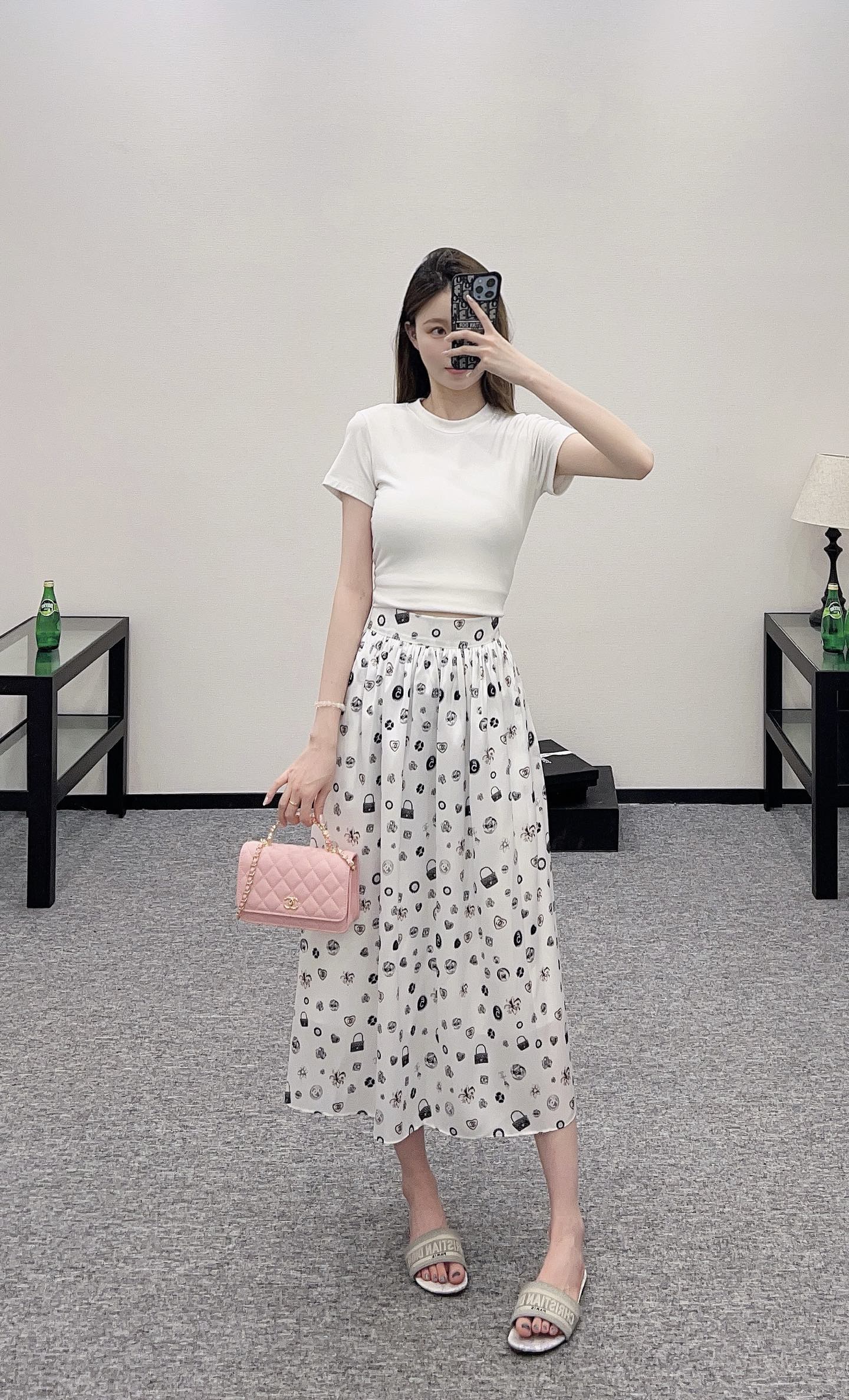 C 2025 new product High waist mid-length skirt