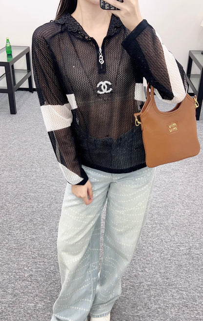 C 2025 new product Hollow knitted long sleeves