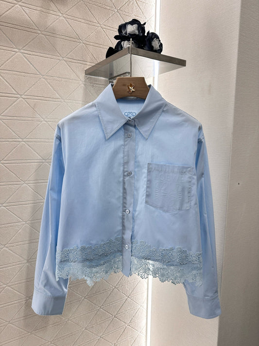 Lo 2025 new product Hollow embroidery shirt