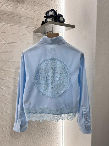 Lo 2025 new product Hollow embroidery shirt