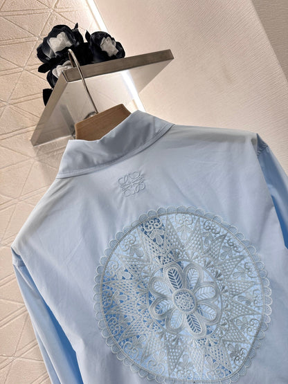 Lo 2025 new product Hollow embroidery shirt