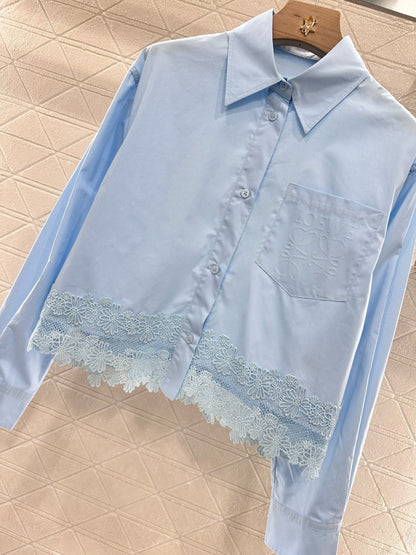 Lo 2025 new product Hollow embroidery shirt