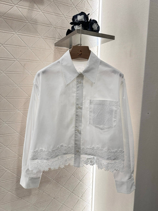 Lo 2025 new product Hollow embroidery shirt