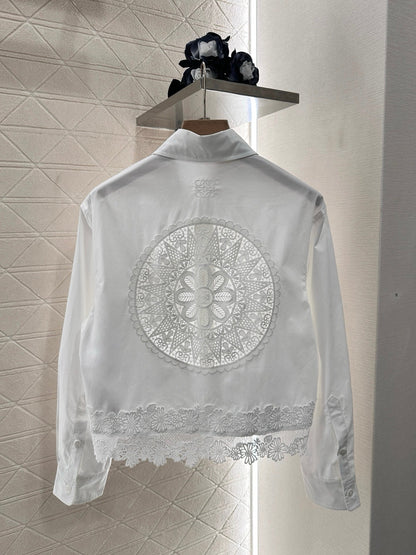 Lo 2025 new product Hollow embroidery shirt