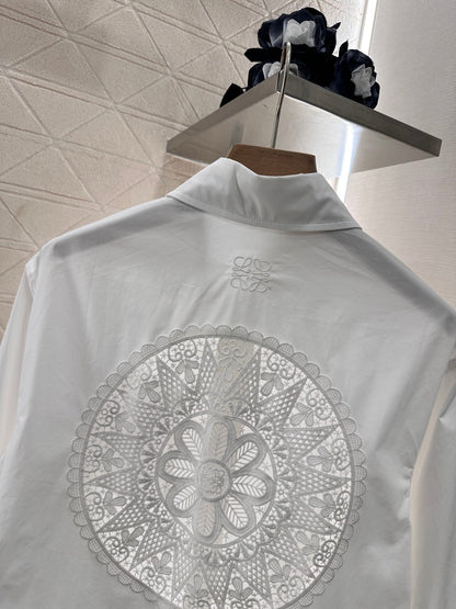 Lo 2025 new product Hollow embroidery shirt