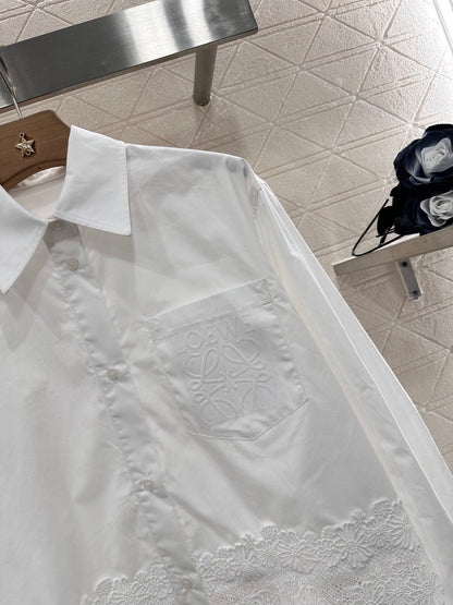 Lo 2025 new product Hollow embroidery shirt