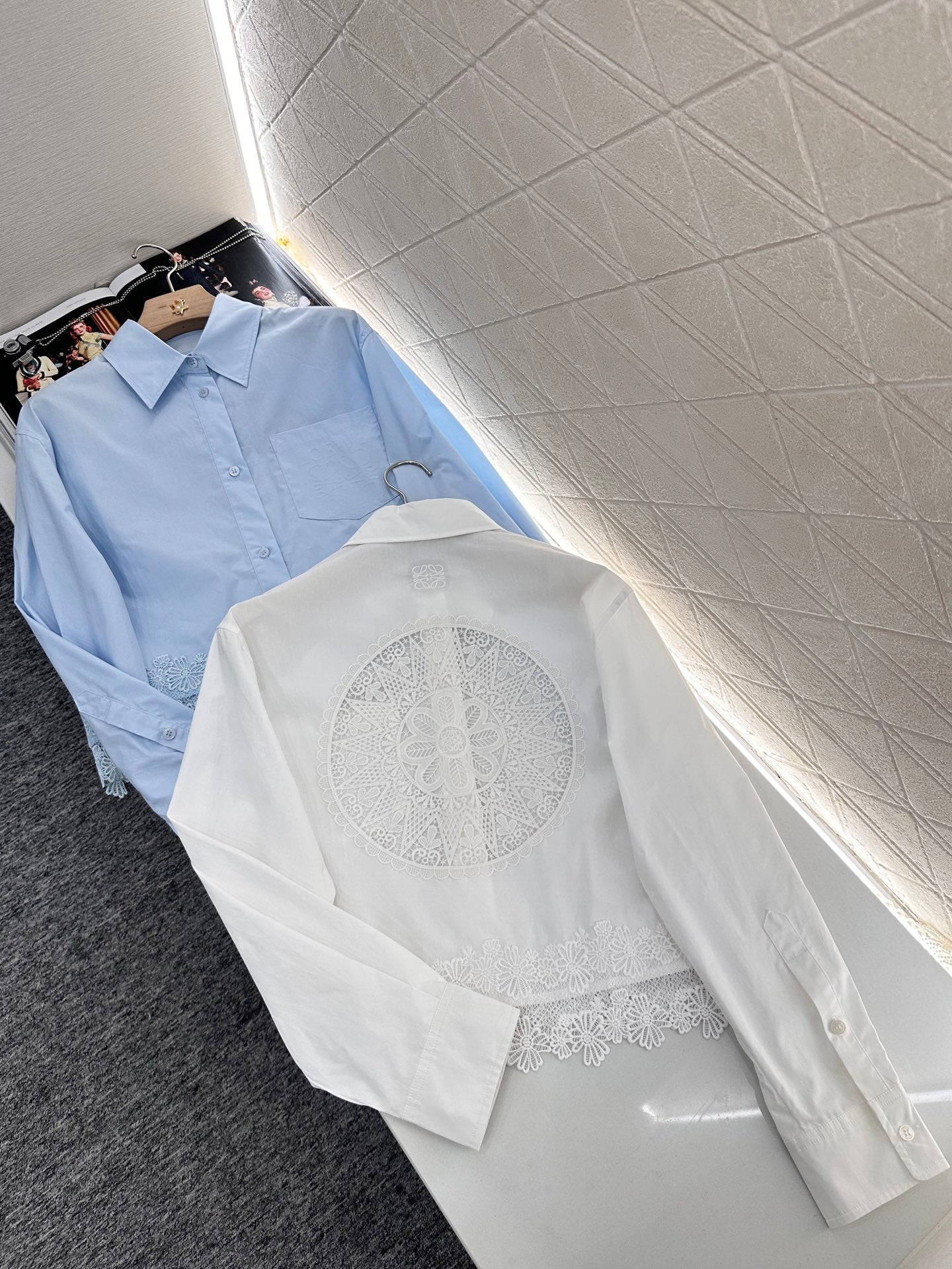 Lo 2025 new product Hollow embroidery shirt