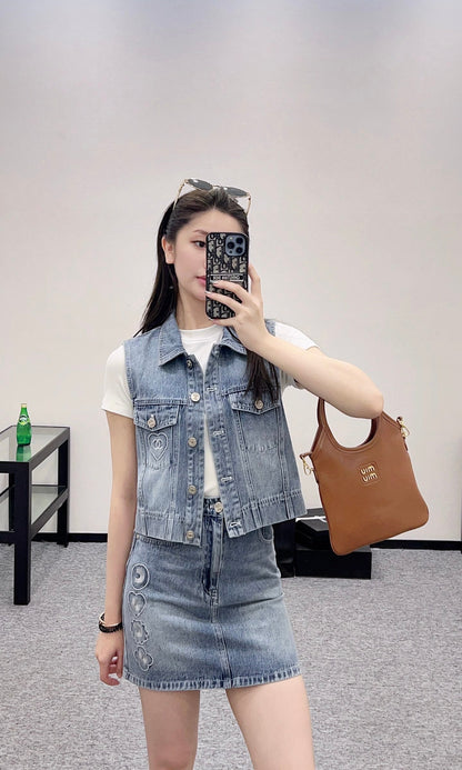 C 2025 new product Denim vest set