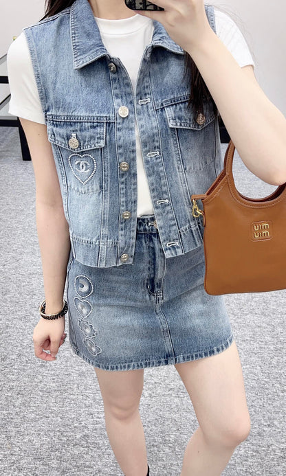 C 2025 new product Denim vest set