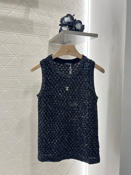 C*♥2025 new product Sequined hollow vest