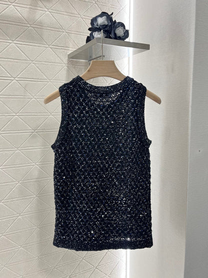 C*♥2025 new product Sequined hollow vest