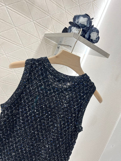 C*♥2025 new product Sequined hollow vest