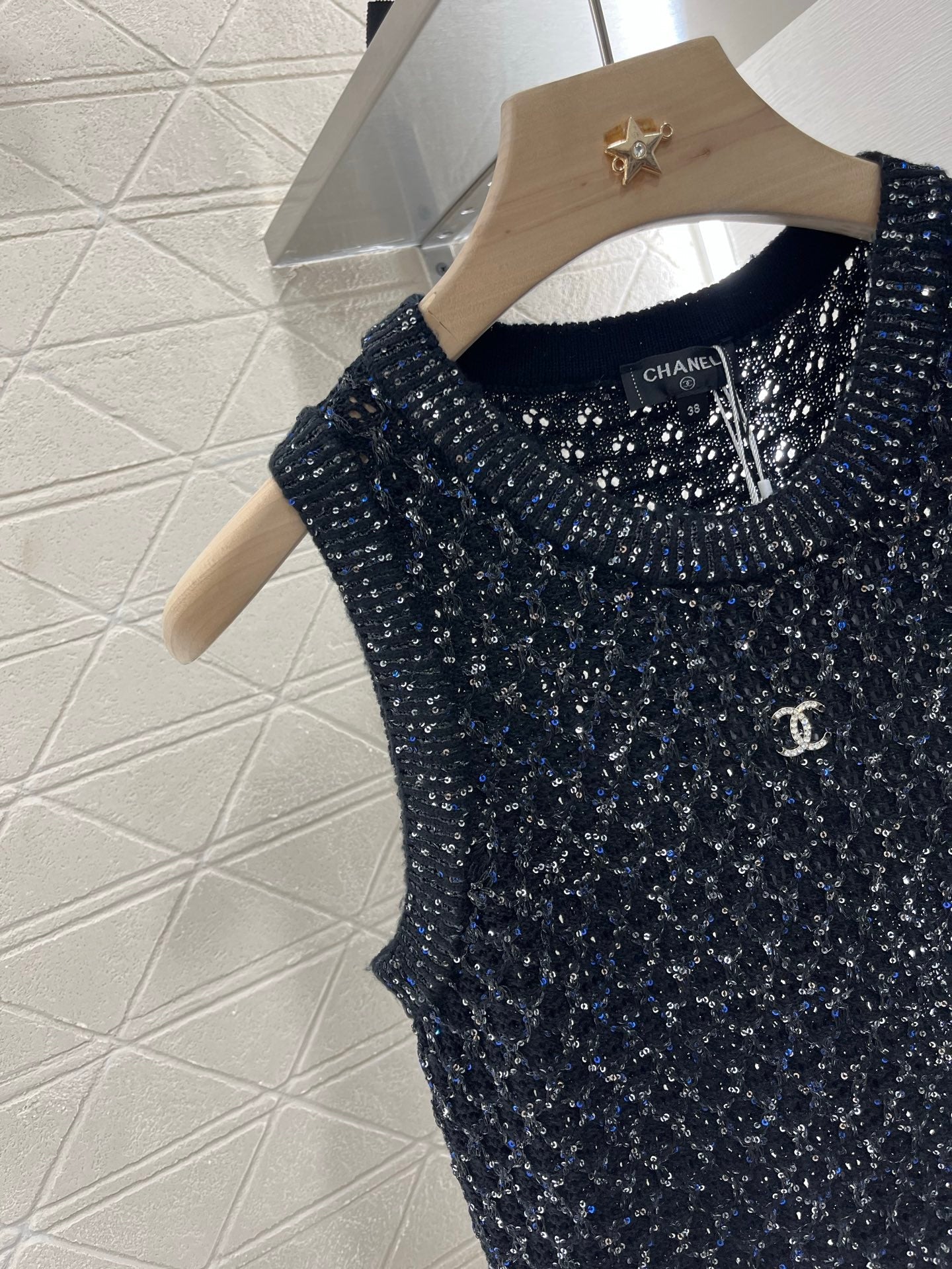 C*♥2025 new product Sequined hollow vest