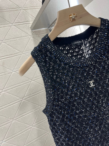 C*♥2025 new product Sequined hollow vest