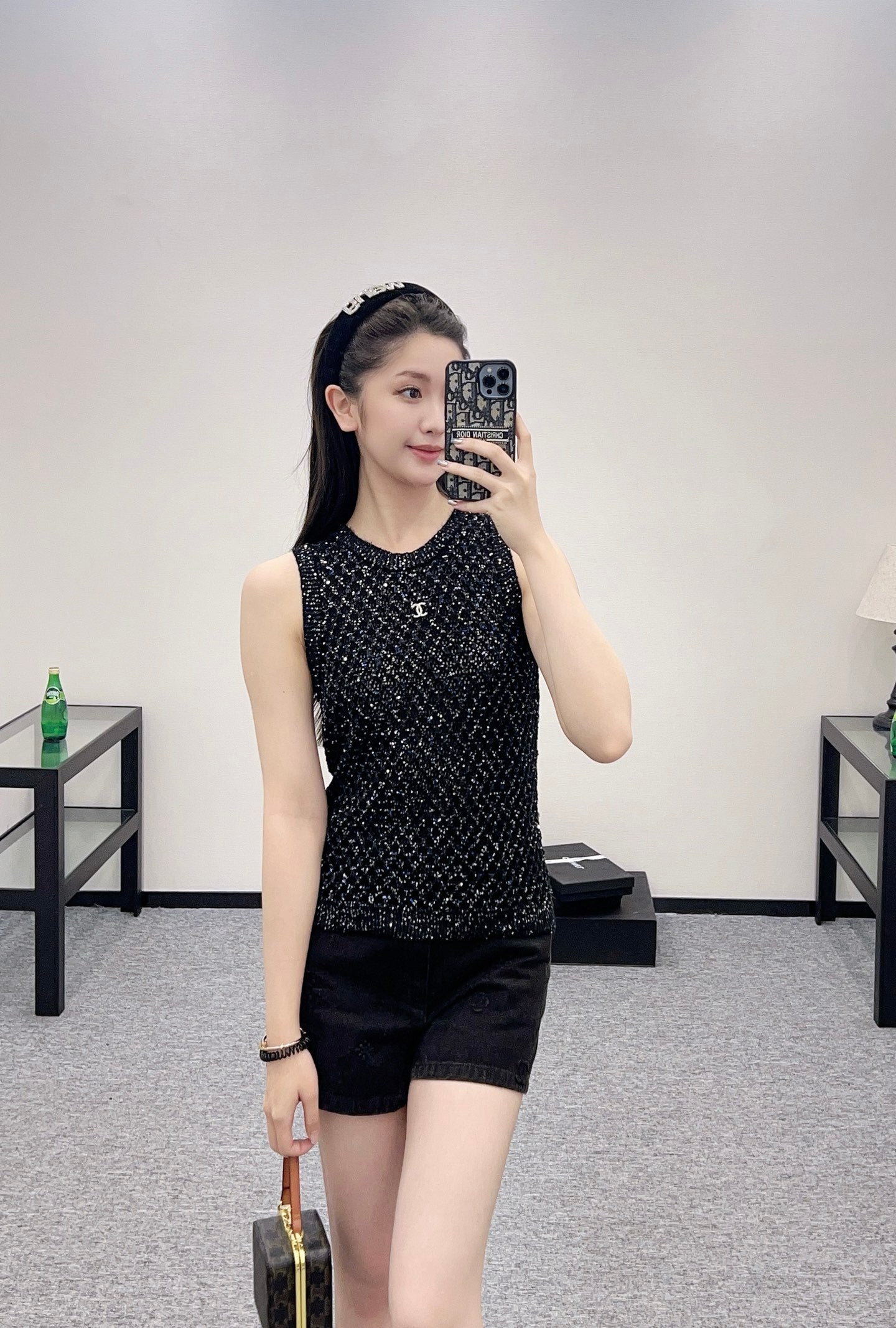 C*♥2025 new product Sequined hollow vest