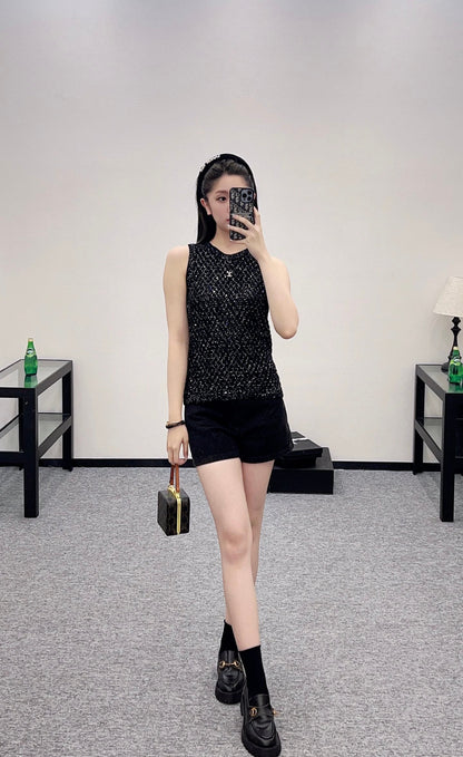 C*♥2025 new product Sequined hollow vest