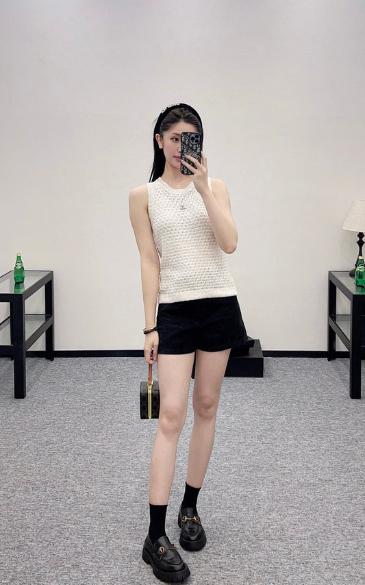 C*♥2025 new product Sequined hollow vest