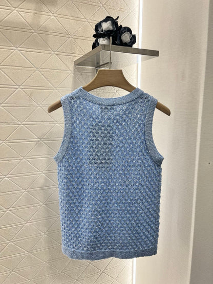 C*♥2025 new product Sequined hollow vest