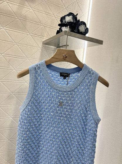 C*♥2025 new product Sequined hollow vest
