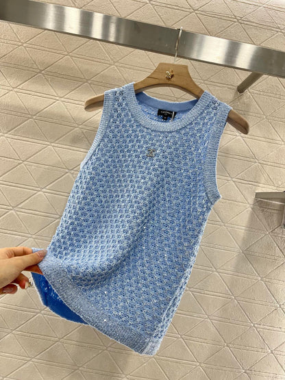 C*♥2025 new product Sequined hollow vest