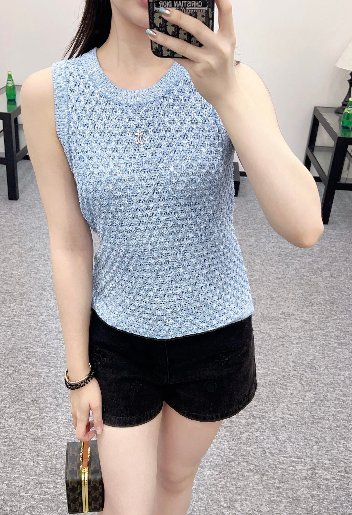 C*♥2025 new product Sequined hollow vest