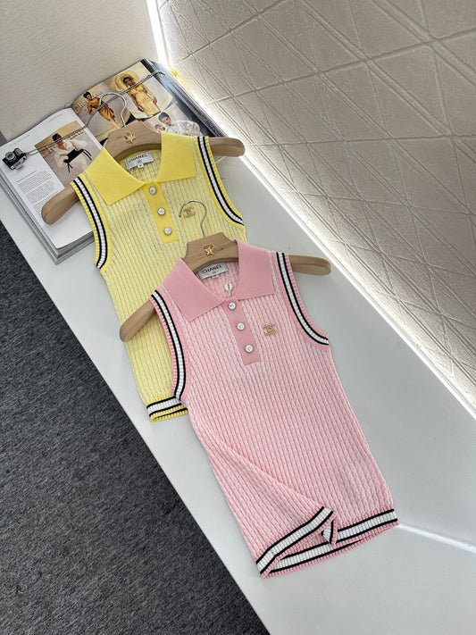 C*♥2025 new product Lapel knitted vest