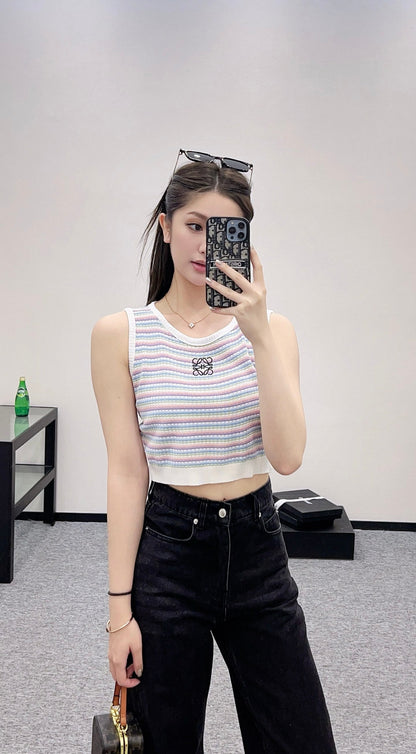 L*♥2025 new product Striped knitted vest