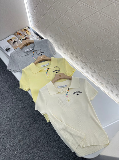 D*♥2025 nouveau produit Slim fit tricoté manches courtes