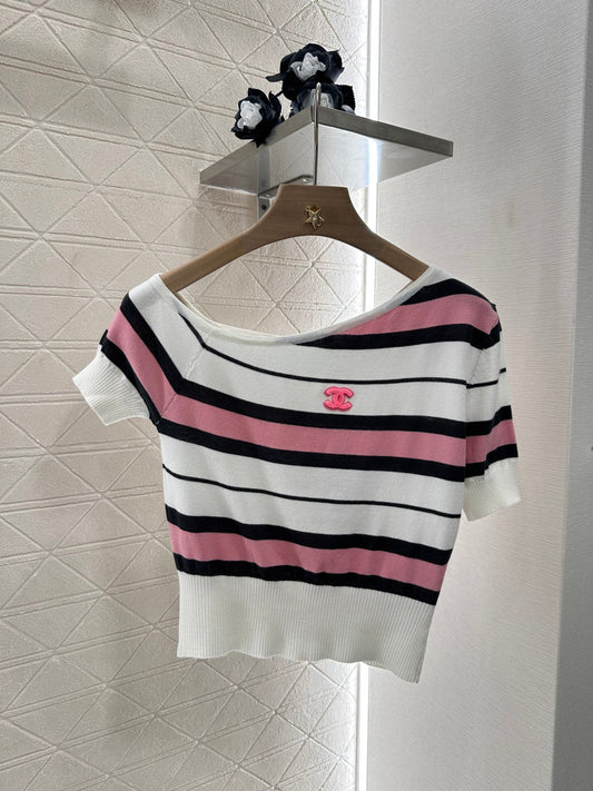 C*♥2025 new product Off-shoulder knitted short sleeves