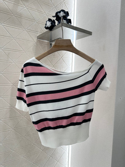 C*♥2025 new product Off-shoulder knitted short sleeves
