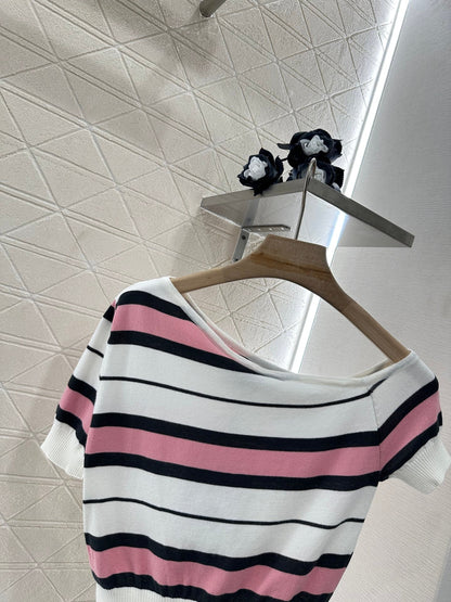 C*♥2025 new product Off-shoulder knitted short sleeves