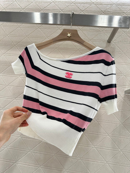 C*♥2025 new product Off-shoulder knitted short sleeves