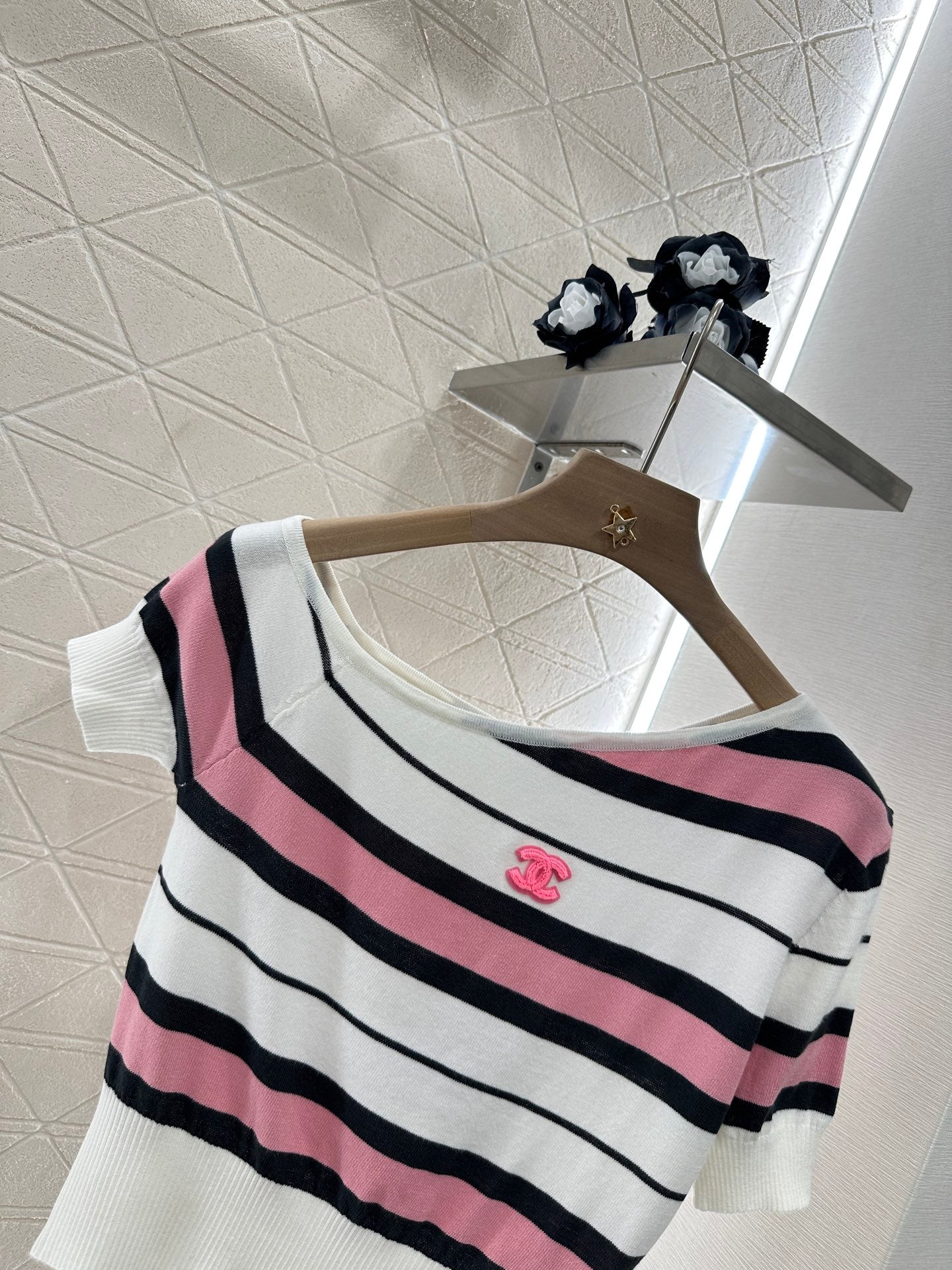 C*♥2025 new product Off-shoulder knitted short sleeves