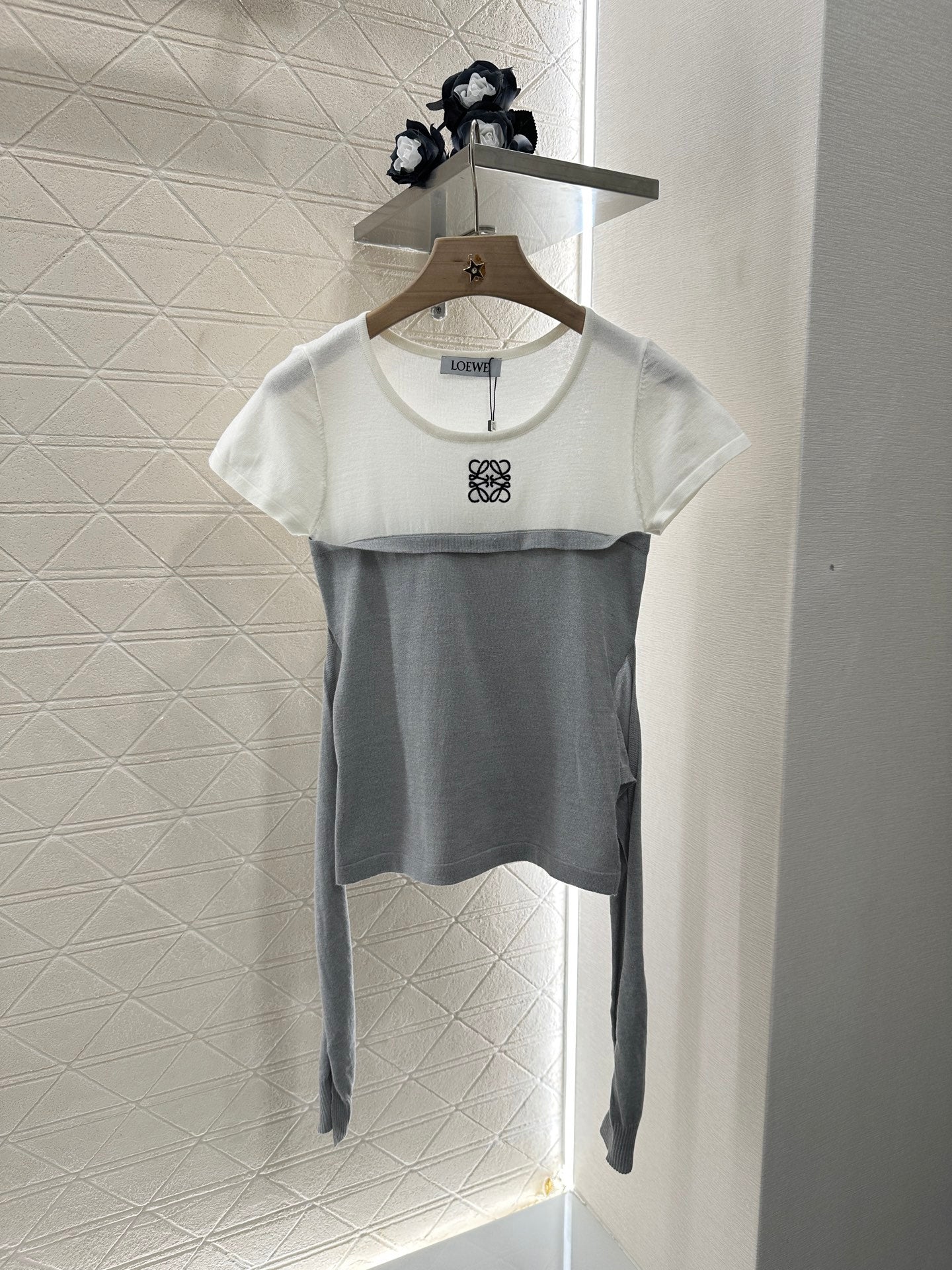 L*♥2025 new product Tie-strap knitted short sleeves