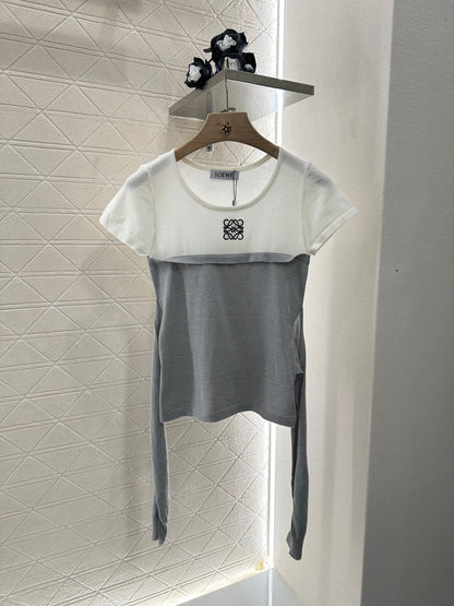 L*♥2025 new product Tie-strap knitted short sleeves