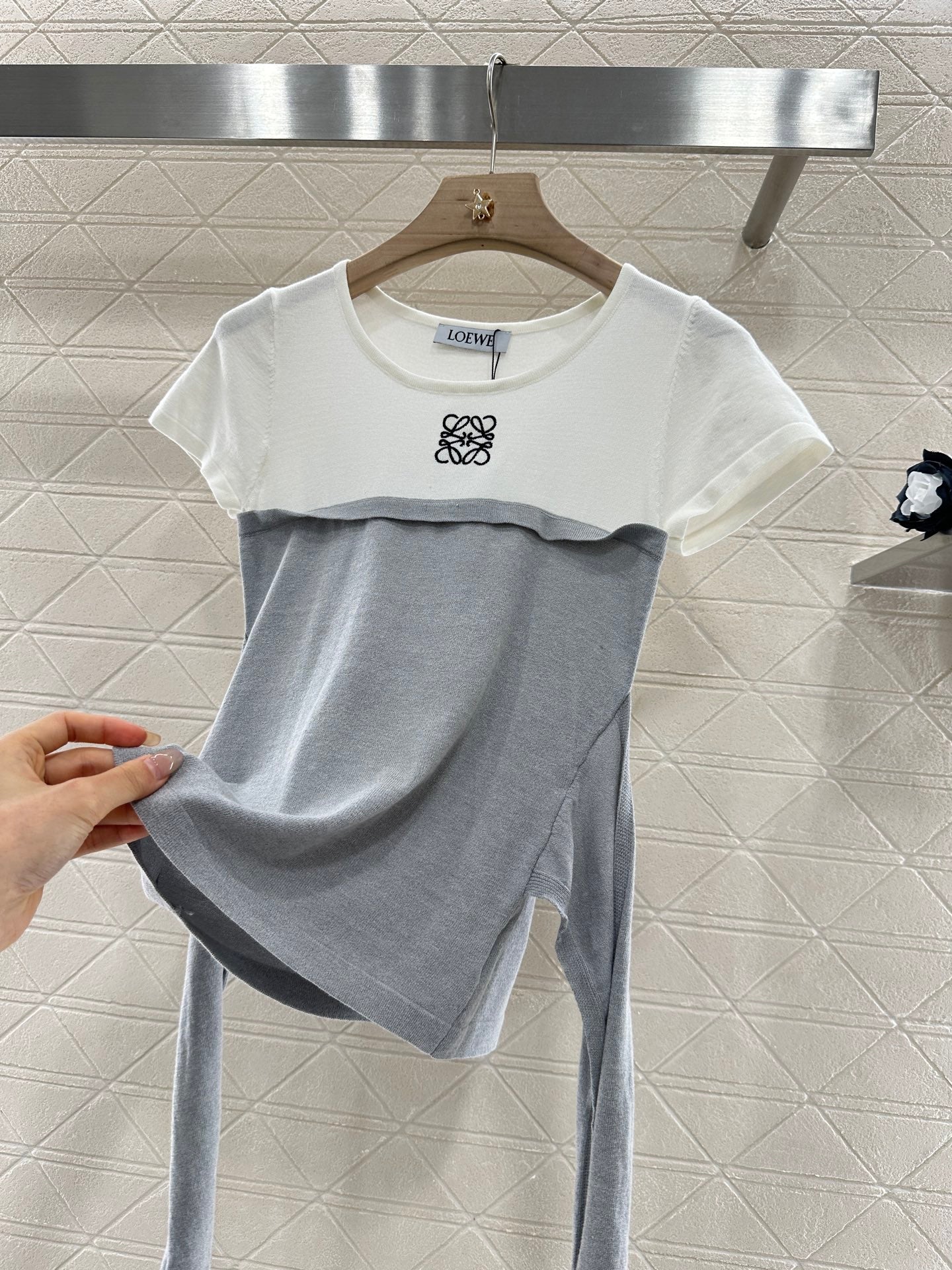 L*♥2025 new product Tie-strap knitted short sleeves