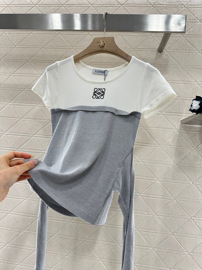 L*♥2025 new product Tie-strap knitted short sleeves