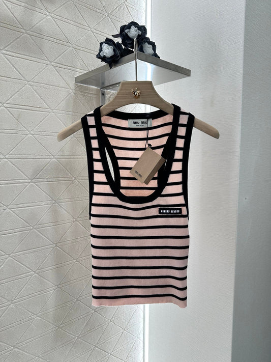 M*♥2025 new product Striped knitted vest