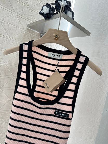 M*♥2025 new product Striped knitted vest