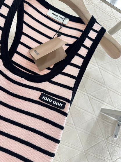 M*♥2025 new product Striped knitted vest