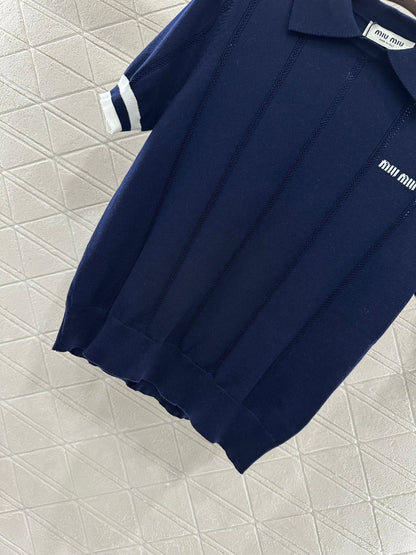 Mi*mi*♥2025 new product Knitted lapel short sleeves