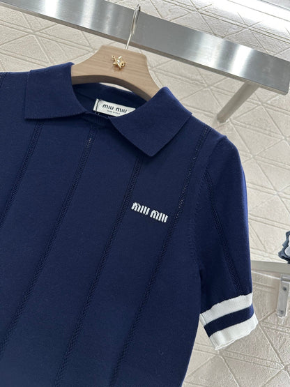 Mi*mi*♥2025 new product Knitted lapel short sleeves