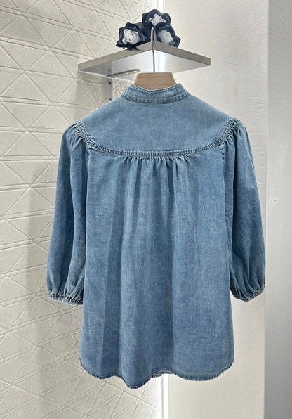 Z*♥2025 new products Denim top and shorts set