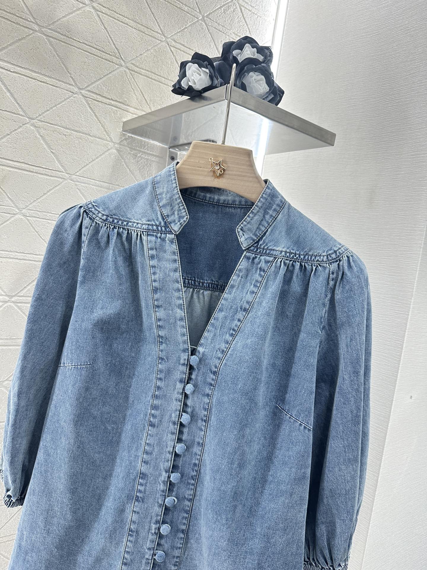 Z*♥2025 new products Denim top and shorts set