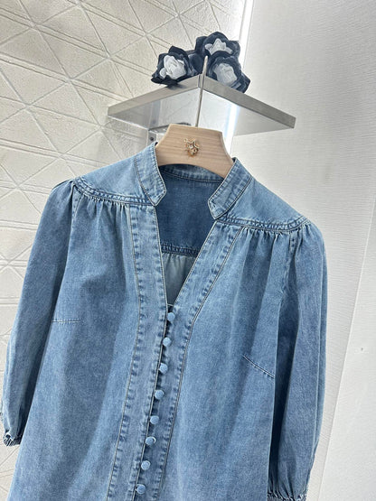 Z*♥2025 new products Denim top and shorts set