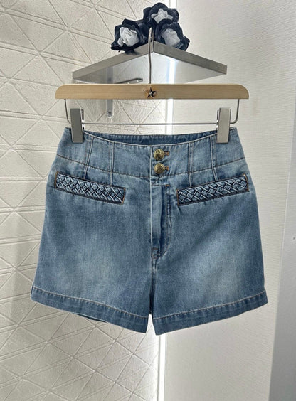 Z*♥2025 new products Denim top and shorts set