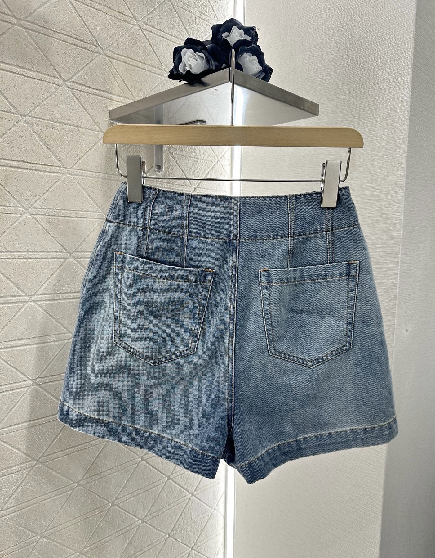 Z*♥2025 new products Denim top and shorts set