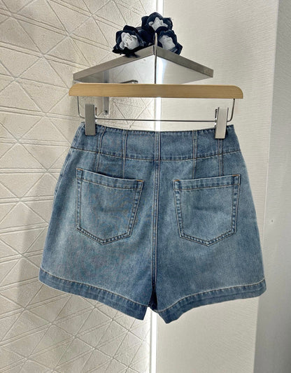 Z*♥2025 new products Denim top and shorts set