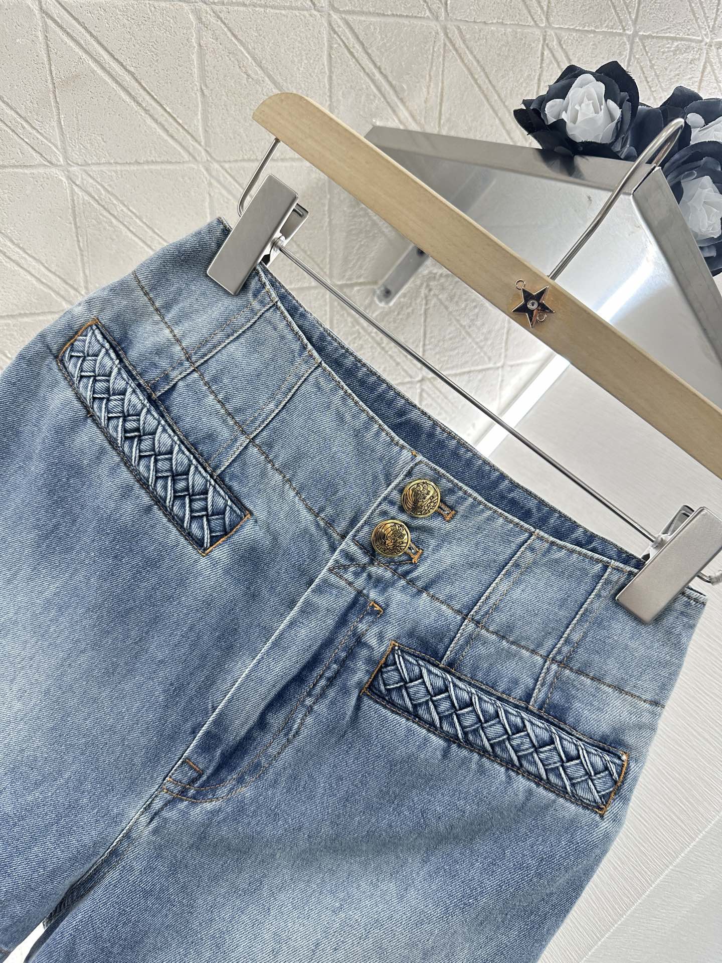 Z*♥2025 new products Denim top and shorts set