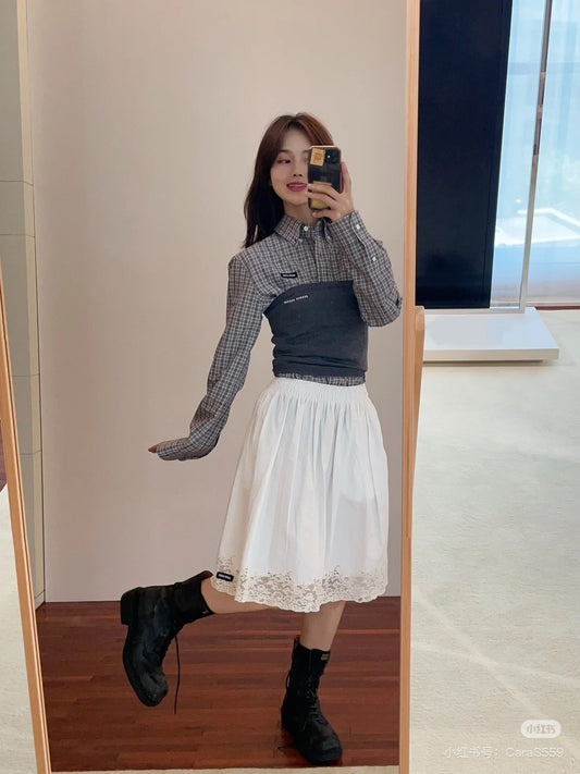 M  New Arrival Lace Trim Skirt